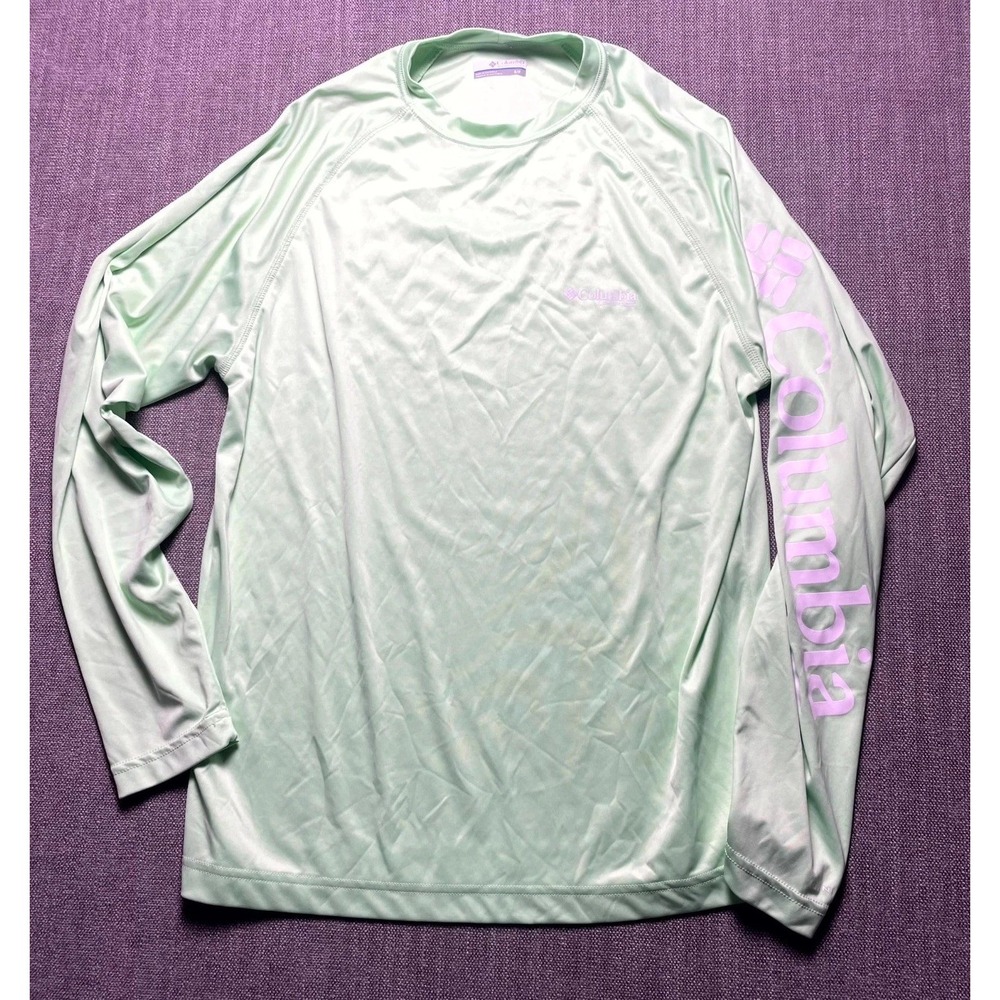 Columbia PFG Terminal Tackle Fishing Shirt Mens Small Mint Green Omni Shade